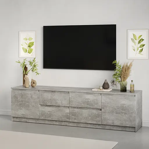 Тумба під телевізор MebelStar Нео 4Ш2Д 200x43x53 см Бетон (MBS-1262)