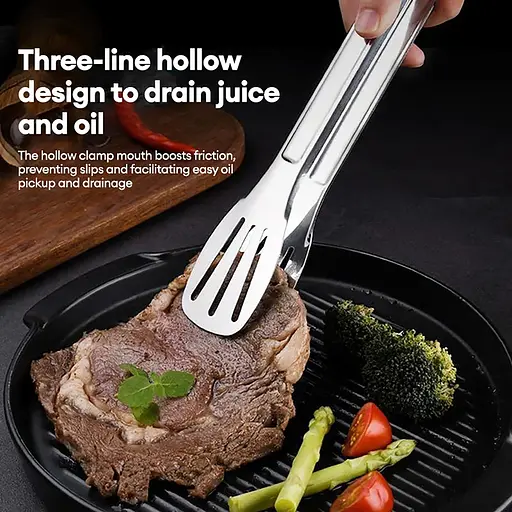 Щипці лопатки кухонні універсальні з нержавіючої сталі для грилю, м'яса, барбекю 33 см, Kitchen Master Сріблястий 85797 - фото 6