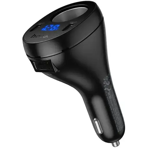 Автомобільний зарядний пристрій Hoco Z61 Correct three-port cigarette lighter car charger Чорний - фото 1