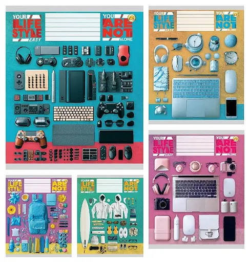 Зошити учнівські 60 аркушів клітинка Тверда Стиль, 10 шт. в упаковці