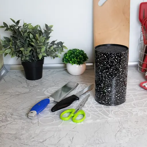 Підставка для ножів з наповнювачем із волокна універсальна Granite Knife Holder, Kitchen Master Чорний 85716 - фото 4