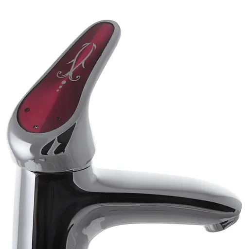 Змішувач для умивальника CRON MAGIC 001 червона ручка (CR0143) - фото 4