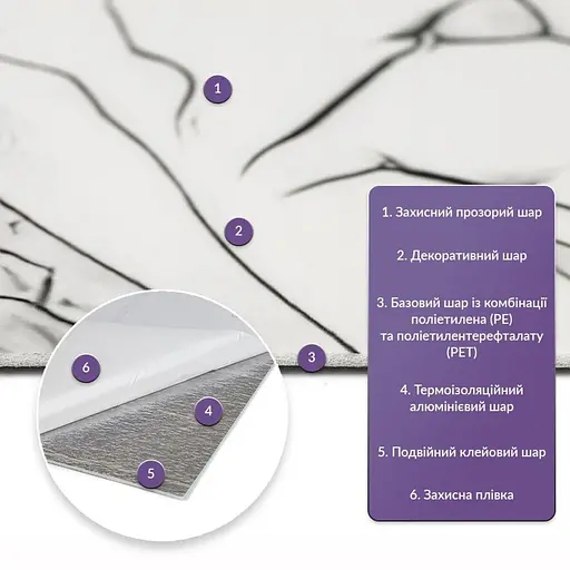 Самоклеящаяся стеновая PET плитка в рулоне 1200х3000х2мм SW-00002665 - фото 2