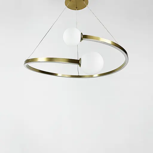 Латунна LED люстра Ring з 2 білими плафонами Ø 80 см | Арт. DE1C-800 AB | Line F - фото 4