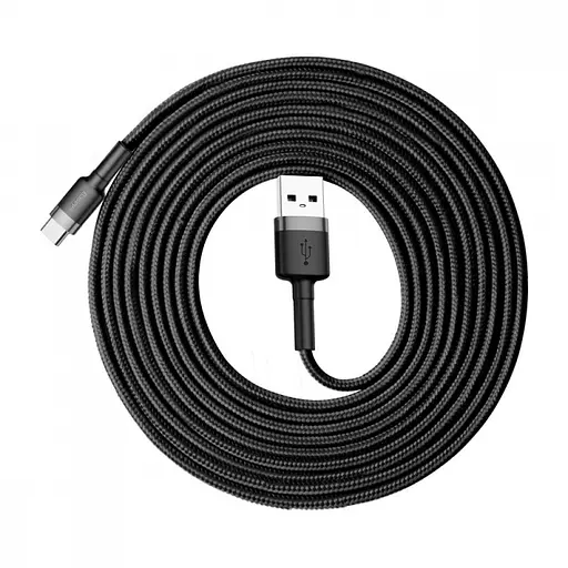 Дата кабель Baseus Cafule Type-C Cable 2A (3m) (CATKLF-U) Чорний / Сірий - фото 3