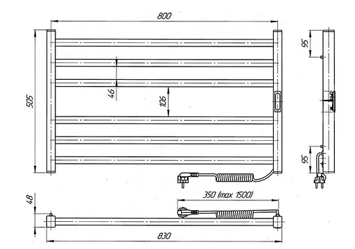 Електрична рушникосушка Laris Зебра Горизонт ЧК6 800x500 Е 00000027498 - фото 2