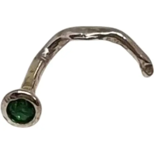 Серебряная серьга-пирсинг в нос Dear. 1024.3С Зеленый