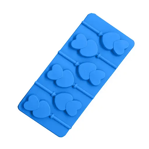 Силиконовая форма для леденцов и конфет на палочке "Сердечки", Kitchen Master Голубой 87406 - фото 2