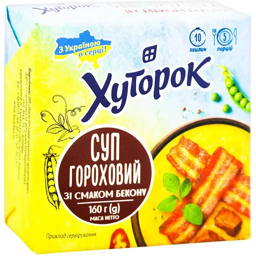 Суп гороховый Хуторок со вкусом бекона 160 г