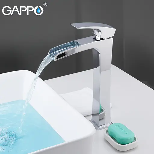 Смеситель для умывальника высокий водопад гайка Ø25 Gappo Jacob 1/8 G1007-21 Хром - фото 4