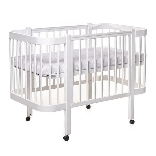 Кроватка детская маятниковая Рассвет без ящика бук белый