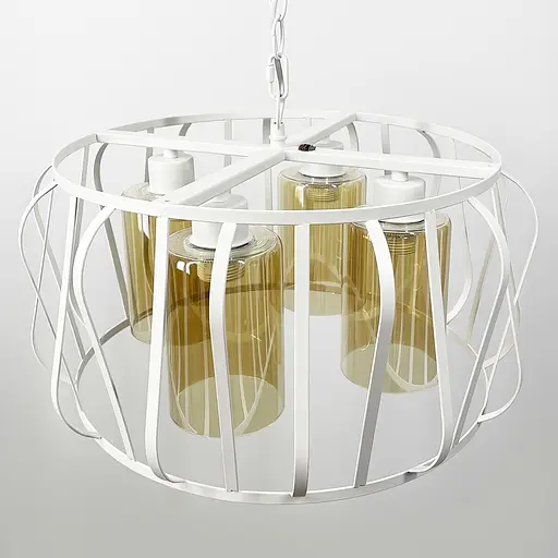 Сучасний світильник в корпусі білого кольору на 4 янтарних плафони | Арт. 12682/4 WT+AM | Line F - фото 2