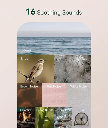 White Noise Sound Machine - Портативна машина для сну, Звукова машина для подорожей для дорослих дітей, 16 природних - фото 5