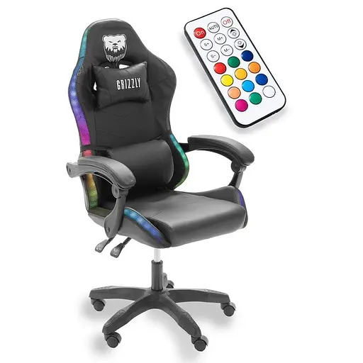 Геймерське крісло Grizzly з RGB LED підсвіткою 12 режимів чорне - фото 3