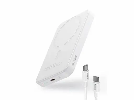 Магнитный павербанк Baseus Magnetic 5000 mAh 20 W с беспроводной зарядкой MagSafe и индикатором заряда белый - фото 4