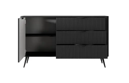 Комод Perfect Home Ланте / Lante 1-дверний з 3 шухлядами і чорними ніжками 1D3S/138 Чорний (PFH-091117) - фото 6