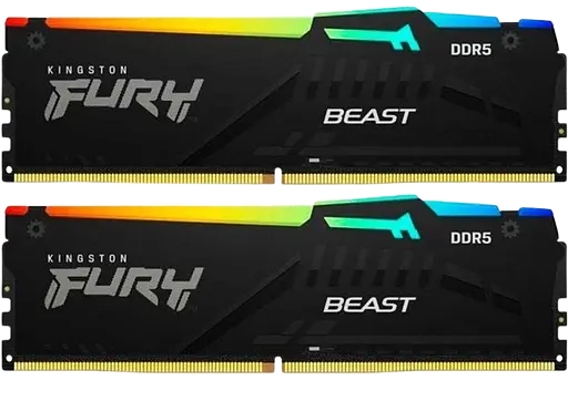 Оперативная память Kingston Fury 64GB (2x32GB) DDR5 6000MHz Beast RGB Black (KF560C30BBAK2-64)