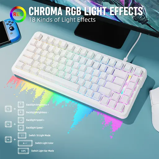 Игровая магнитная клавиатура MAMBASNAKE M82 HE / Hall Effect / Magnetic Switch / 75% / Rapid Trigger / White - фото 2