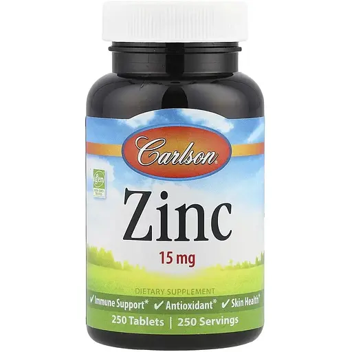Цинк Carlson Laboratories Zinc 15 mg 250 tabs (1086-2023-10-4568) - фото 1