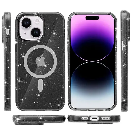 Чохол Epik TPU Galaxy Sparkle MagFit для Apple iPhone 15, 6.1 Black+Glitter - фото 2