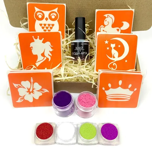 Набір для біо-тату Для дівчаток №2 - гліттер set-girls-2-glitter