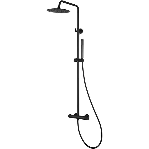 Душова система Corsan Lugo black mat з термостатом CMN023, Чорний матовий - фото 1