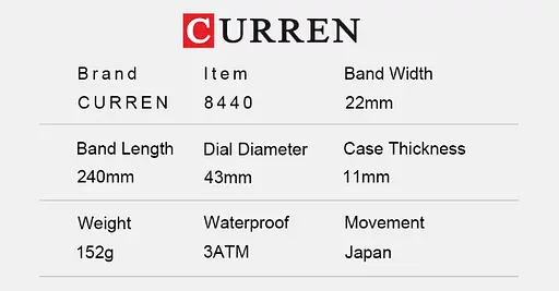 Годинник наручний Curren 8440 Silver Black Silver (18693) - фото 7