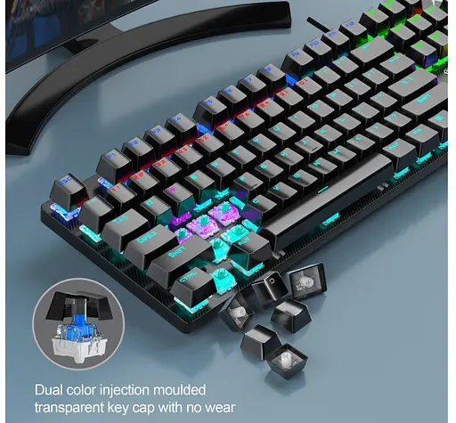 Клавиатура игровая механическая Aula Mechanical S-2022 Black keycaps KRGD Blue switch - фото 6