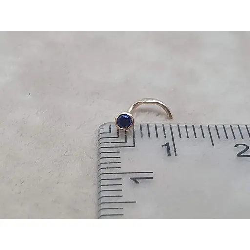 Золота сережка-пірсинг Dear в ніс Dear с фіанітом. 1023.1 Синій (темний) - фото 4