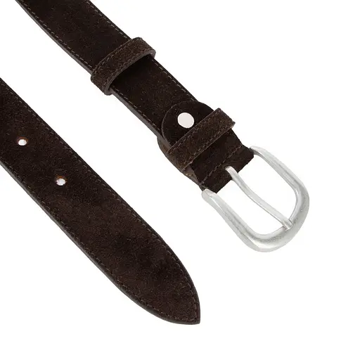 Ремень женский замшевый PS-3499 коричневый с серебристой пряжкой (115 см) - фото 3