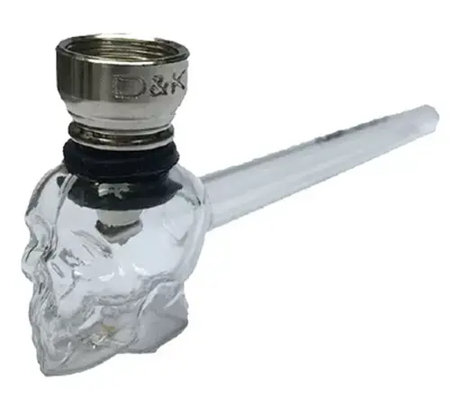 Трубка курильна скляна з охолодженням D&K Череп DK-8587 Silver (15669)