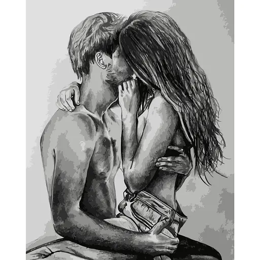 Картина по номерам Strateg Любовь карандашом в Ч/Б без подрамника размером 40х50 см (BR009) - фото 1