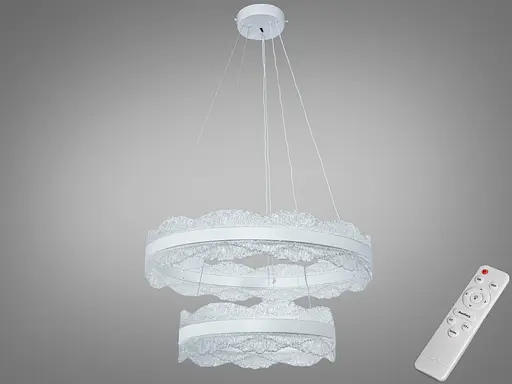 Люстра LED подвесная белая 140Вт 2 кольца пульт - фото 1