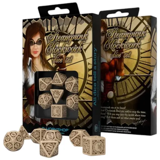 Набір кубиків Steampunk Clockwork Beige & brown Dice Set , 7 шт. (SSTC74)