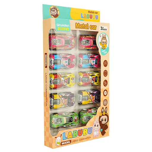 Набір металевих машинок Labubu 10 шт. - фото 2