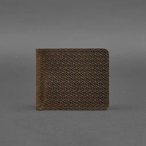 Мужской кожаный портмоне темно-коричневый 1.0 зажим для денег Карбон - фото 6