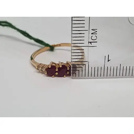 Золота каблучка ЮЗ "Багет" з діамантами та рубінами. Артикул 11444 17 - фото 5