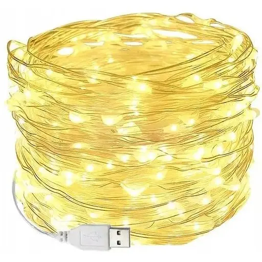 Гирлянда капля росы usb Sun Lamp 200 led нить длина 20м c USB для 5v, от powerbank