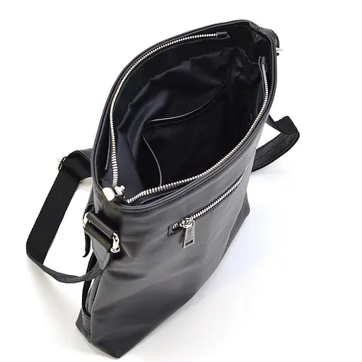 Шкіряна чоловіча сумка через плече чорна TARWA 29х31х8 см sum0028302 - фото 2