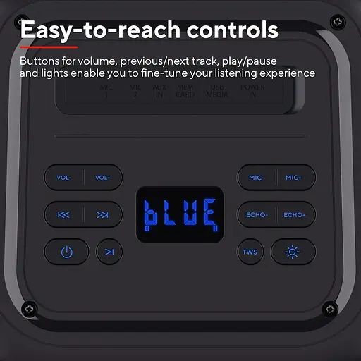 Портативна акустична система Trust Azura 50Вт, 1.0, ВТ 5.2, TWS, MP3, IPX4, RGB, Чорний - фото 10