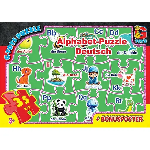 Детский пазл "Немецкая Азбука" G-Toys ABC03 плакат 35 элементов - фото 1
