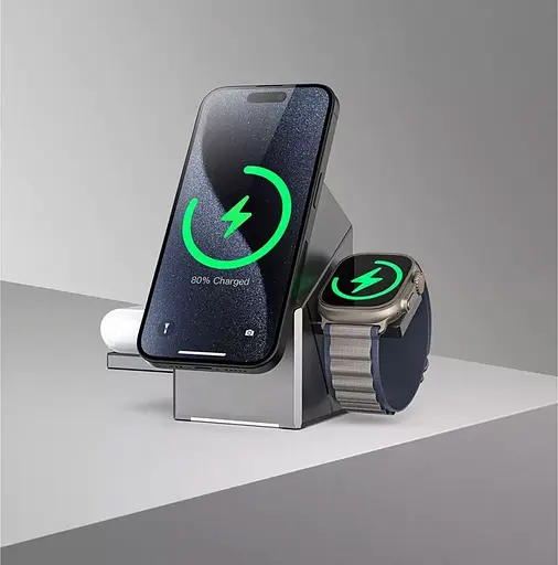 Бездротовий зарядний пристрій Proove Iron Hide 3in1 Gray (WSIH15000003) [115582] - фото 5