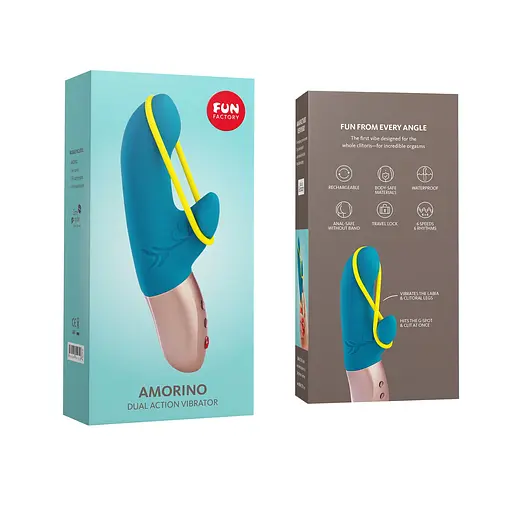 Вібратор-кролик Fun Factory Amorino DeluxeVibes 17.3 см блакитний - фото 5