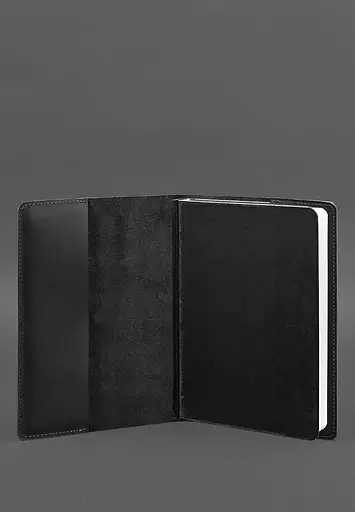 Шкіряна обкладинка для блокнота 6.0 (софт-бук) чорна Crazy Horse - фото 4