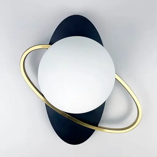 Бра праве з білим плафоном у орбітальних мотивах Line F Арт. WDE17/1 R BK|WH (правий) - фото 4