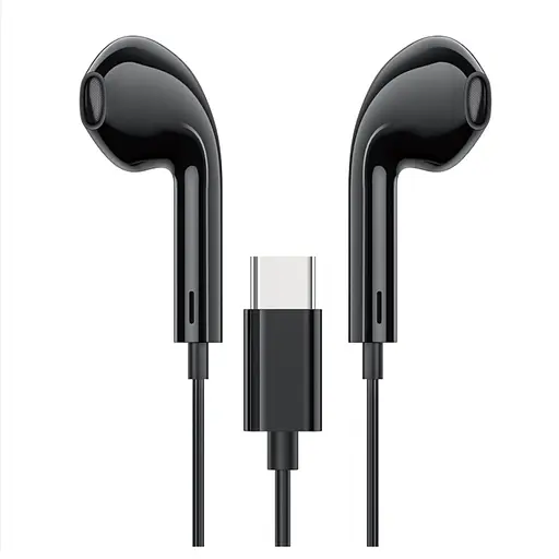 Навушники HOCO M101 Crystal joy Type-C wire-controlled digital earphones with microphone Black - фото 1