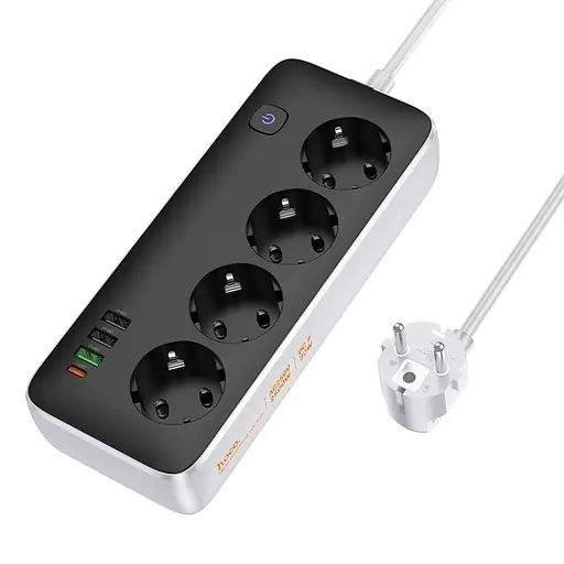 Мережевий удлинитель HOCO AC22 Sunlight 4-bit(PD30W1C3A) desktop socket(EUGER) (1.5m) Black - фото 5
