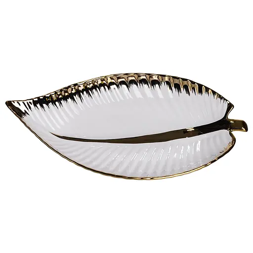 Фарфоровое блюдо для сервировки стола в форме листьев 45×24×5.5 (см) блюдо для подачи закусок Золото Yiwu WH047 - фото 4