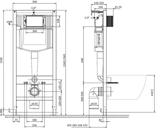 Комплект инсталляция Cersanit Aqua 50 QF + унитаз Cersanit Caspia с сиденьем duraplast Soft Close S701-803 - фото 3