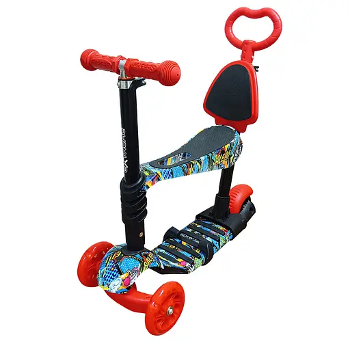 Детский самокат 4-х колесный 5 в 1 Bambi SC20482(Red) колеса со светом - фото 1